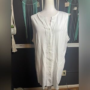 Lands End Women’s 2XL White Button Up Tank Top